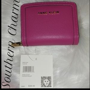Anne Klein Faux Leather Logo Wallet - Pink